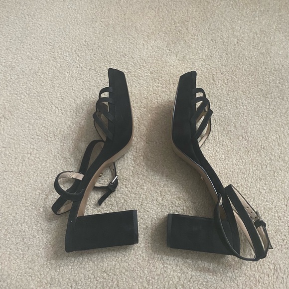 Pelle Moda Black Suede Strappy Block Heel Platform Sandals Size 8M - Picture 6 of 12